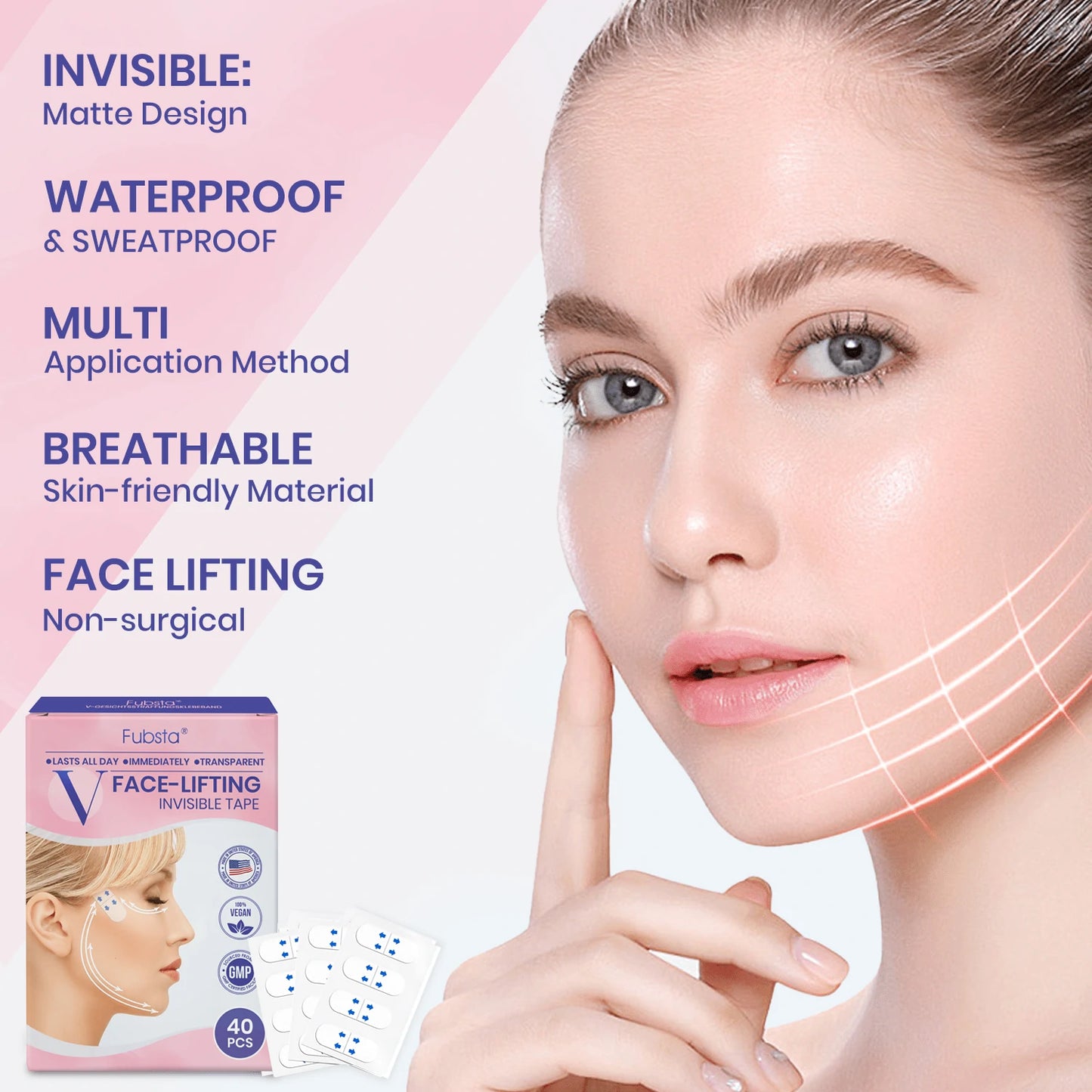 Fubsta™ V-Face Lifting Invisible Adhesive Tape 10 (For Continuous Use, Restores Firmness and Elasticity)